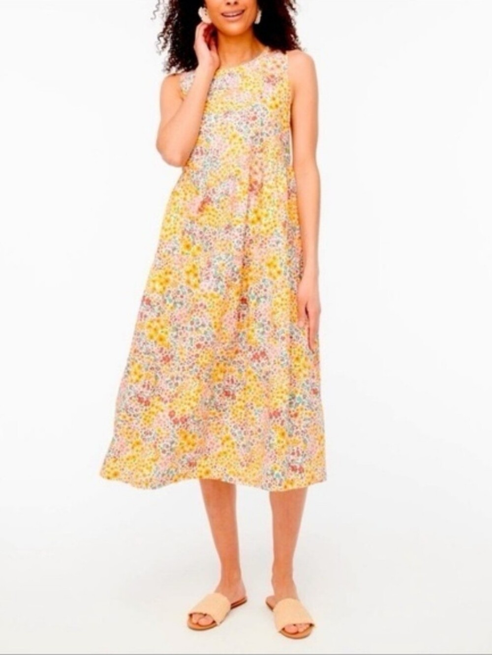 J Crew Mixed  Floral Tiered Sleeveless Midi Dress Size 4 Cottagecore